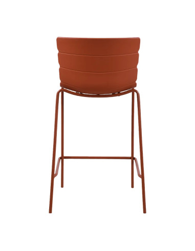 Chaise haute ROMA structure acier et coque polypropylène terracotta foncé