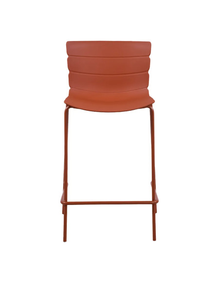 Chaise haute ROMA structure acier et coque polypropylène terracotta foncé