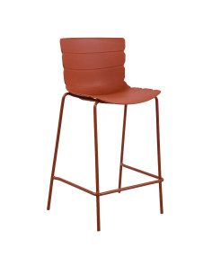 Chaise haute ROMA structure acier et coque polypropylène terracotta foncé