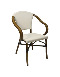 Fauteuil CORDOBA structure aluminium assise et dossier coloris crème