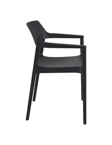 Fauteuil TULUM structure résine dossier strié noir
