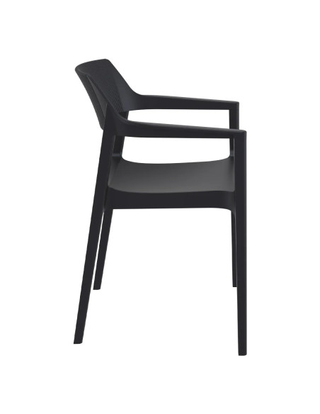Fauteuil TULUM structure résine dossier strié noir