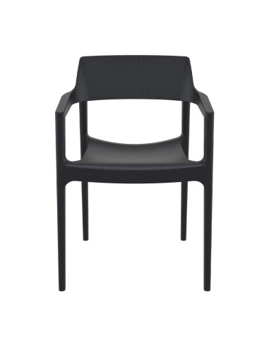 Fauteuil TULUM structure résine dossier strié noir