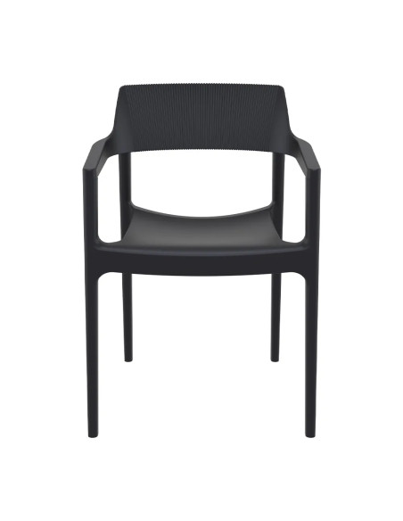 Fauteuil TULUM structure résine dossier strié noir