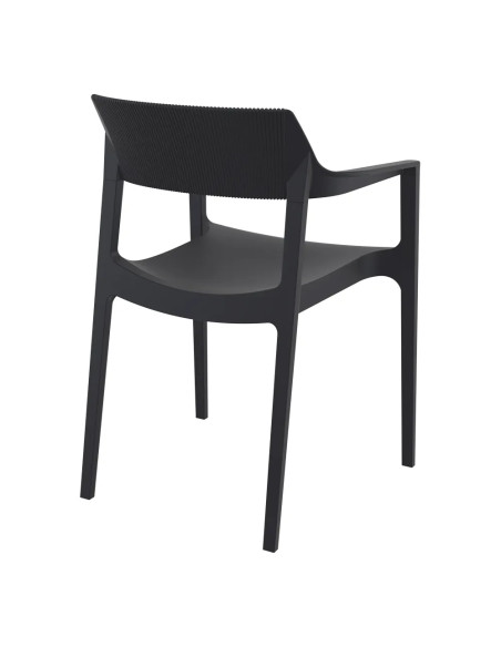 Fauteuil TULUM structure résine dossier strié noir