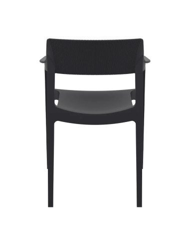 Fauteuil TULUM structure résine dossier strié noir