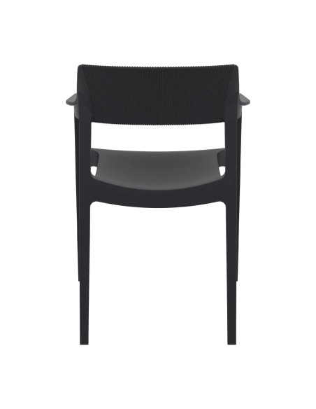 Fauteuil TULUM structure résine dossier strié noir
