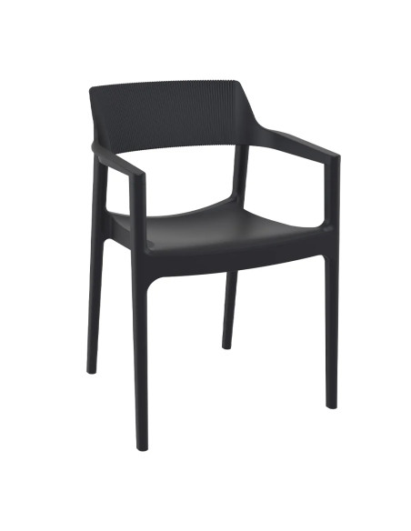 Fauteuil TULUM structure résine dossier strié noir