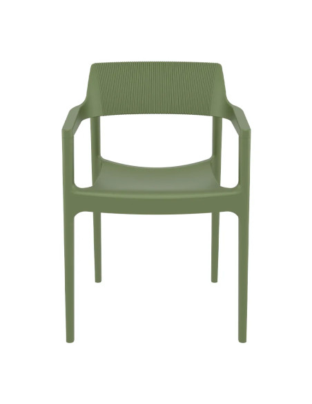 Fauteuil TULUM structure résine dossier strié vert olive