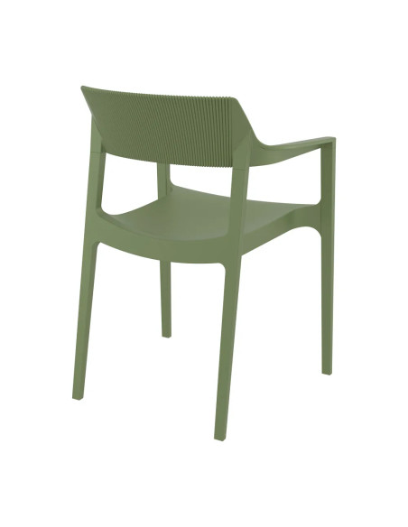 Fauteuil TULUM structure résine dossier strié vert olive