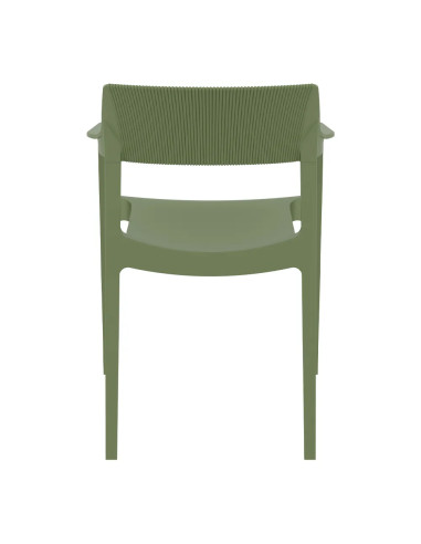 Fauteuil TULUM structure résine dossier strié vert olive