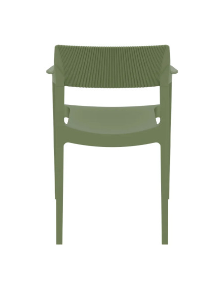 Fauteuil TULUM structure résine dossier strié vert olive