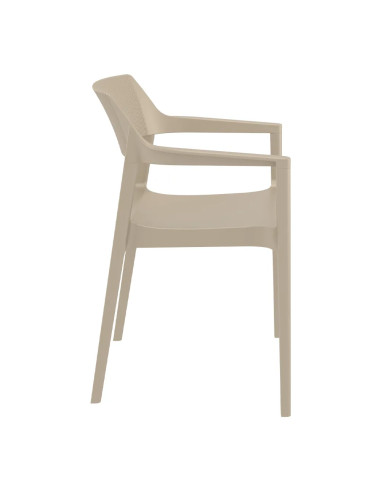Fauteuil TULUM structure résine dossier strié tourterelle