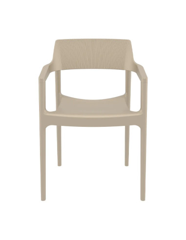 Fauteuil TULUM structure résine dossier strié tourterelle