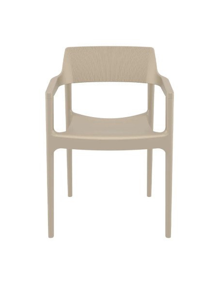 Fauteuil TULUM structure résine dossier strié tourterelle