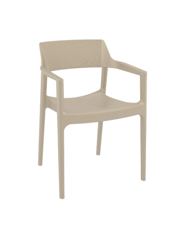 Fauteuil TULUM structure résine dossier strié tourterelle