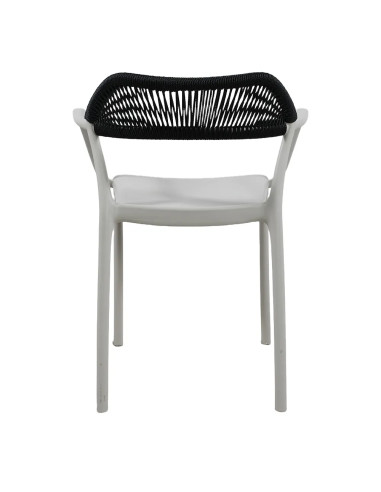 Fauteuil PADOUE structure résine dossier tressé gris clair corde noir