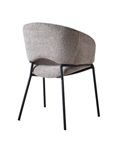 Fauteuil GINO structure métal assise et dossier tissu venus mouse