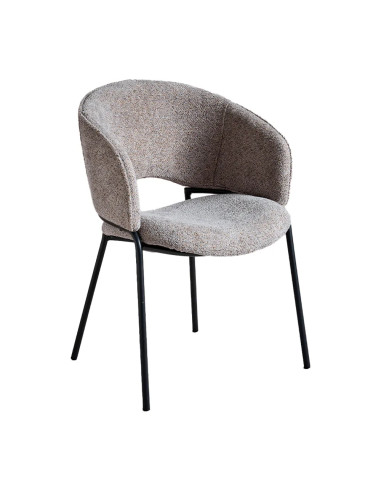 Fauteuil GINO structure métal assise et dossier tissu venus mouse