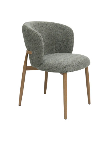 Fauteuil NARA structure métal imitation bois naturel assise et dossier tissu venus forest