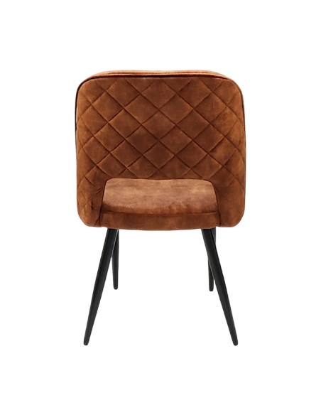 Chaise MELINE structure métal epoxy assise et dossier velour terracotta