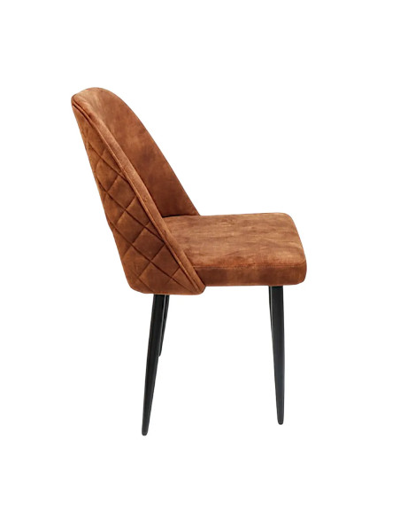 Chaise MELINE structure métal epoxy assise et dossier velour terracotta