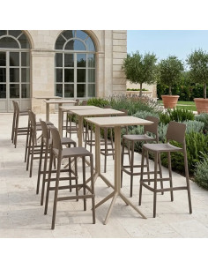 Chaise haute en résine JOY taupe renforcé en fibre de verre 2