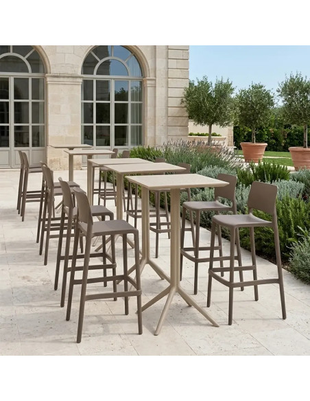 Chaise haute en résine JOY taupe renforcé en fibre de verre