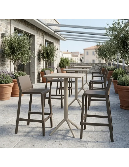 Chaise haute en résine TRILL tabac renforcé en fibre de verre