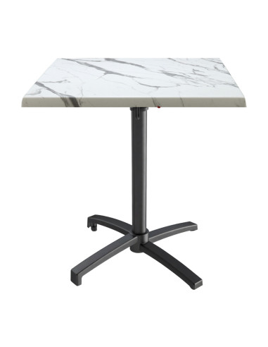 Table petra 60x60 pieds Petra noir - plateau stratifié white marble