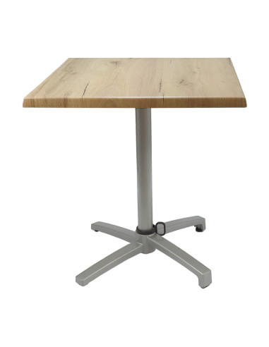 Table petra 60x60 pieds Petra silver - plateau stratifié light oak