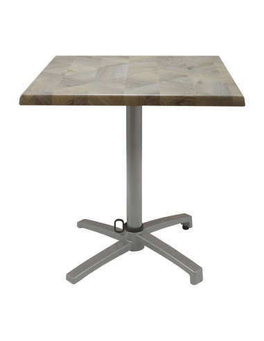 Table petra 60x60 pieds Petra silver - plateau stratifié marqueterie