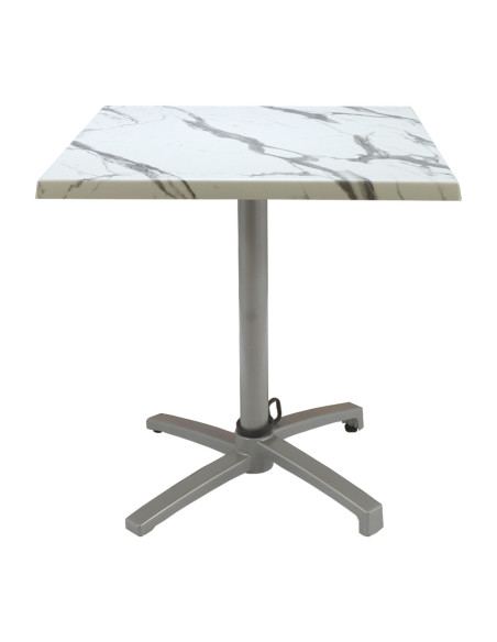 Table petra 60x60 pieds Petra silver - plateau stratifié marqueterie