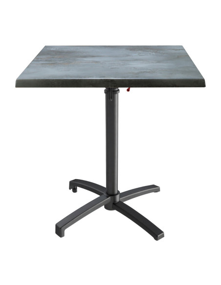 Table petra 70x70 pieds Petra noir - plateau stratifié IRONY