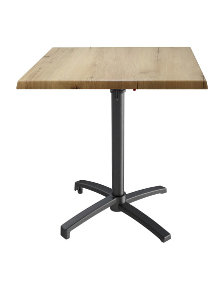 Table petra 70x70 pieds Petra noir - plateau stratifié LIGHT OAK
