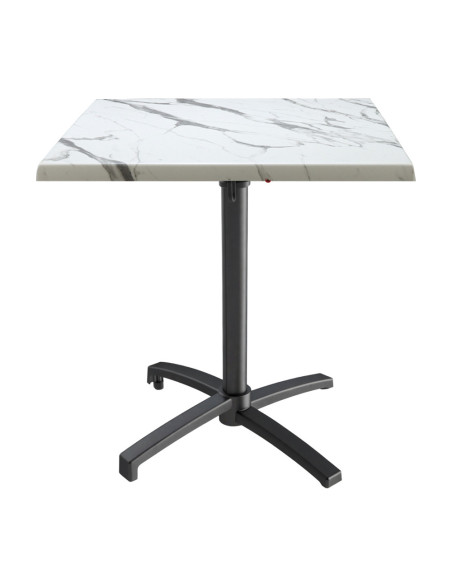 Table petra 70x70 pieds Petra noir - plateau stratifié WHITE MARBLE