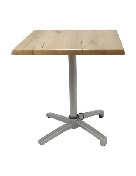 Table petra 70x70 pieds Petra silver - plateau stratifié LIGHT OAK