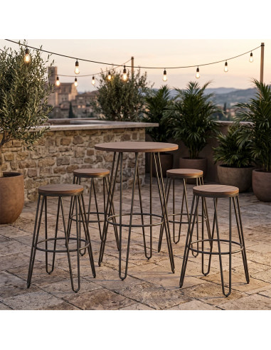 Table mange-debout en métal et bois BOUCHON