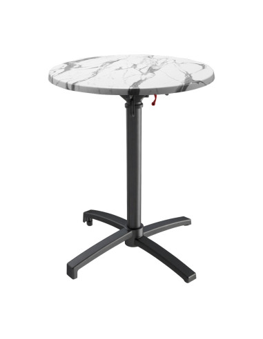 Table petra Ø60 piètement petra noir plateau stratifié white marble