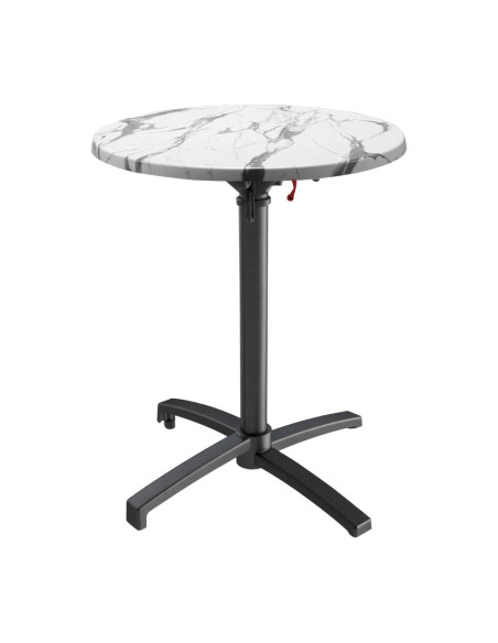 Table petra Ø60 piètement petra noir plateau stratifié white marble