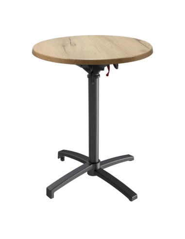Table petra Ø60 piètement petra noir plateau stratifié light oak