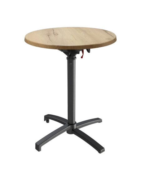 Table petra Ø60 piètement petra noir plateau stratifié light oak