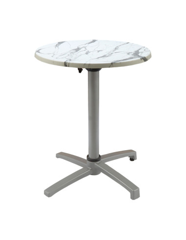 Table petra Ø60 piètement petra silver plateau stratifié white marble