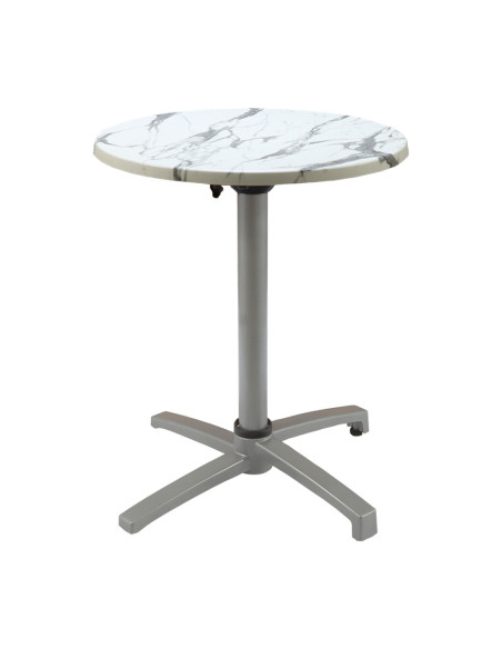 Table petra Ø60 piètement petra silver plateau stratifié white marble
