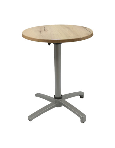 Table petra Ø60 piètement petra silver plateau stratifié light oak