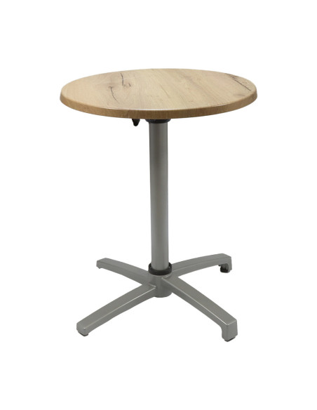 Table petra Ø60 piètement petra silver plateau stratifié light oak
