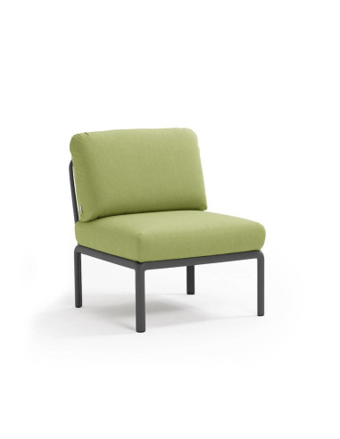 Chauffeuse en résine KOMODO anthracite renforcé en fibre de verre avec coussin avocado