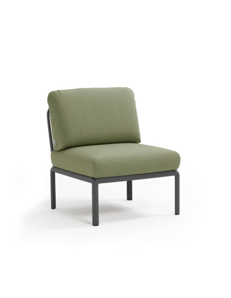 Chauffeuse en résine KOMODO anthracite renforcé en fibre de verre avec coussin giungla