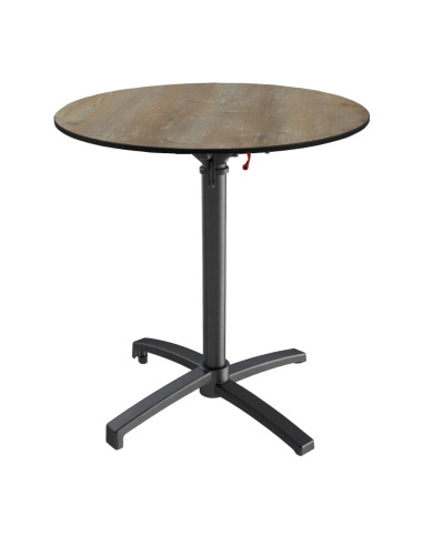 Table petra Ø60 piètement petra noir plateau stratifié canyon oak