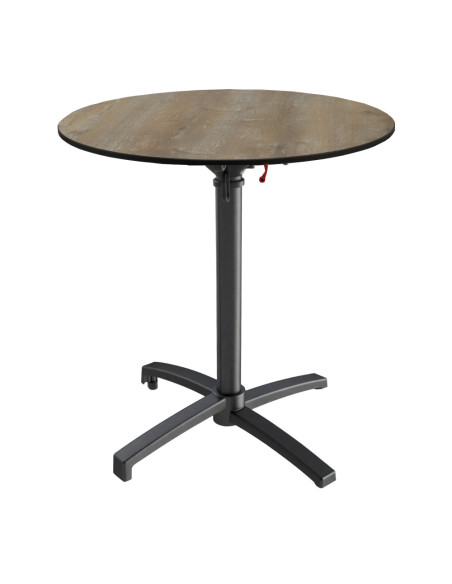 Table petra Ø60 piètement petra noir plateau stratifié canyon oak